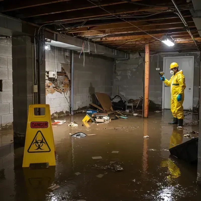 Flooded Basement Electrical Hazard in Godfrey, IL Property