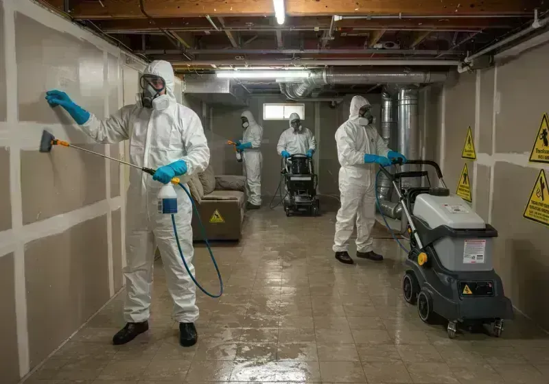 Basement Moisture Removal and Structural Drying process in Godfrey, IL